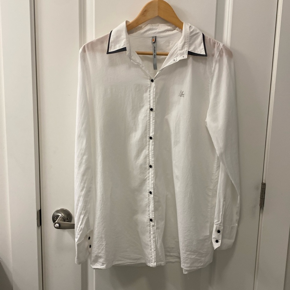 White Button-Down Women’s Shirt with Contrast Trim